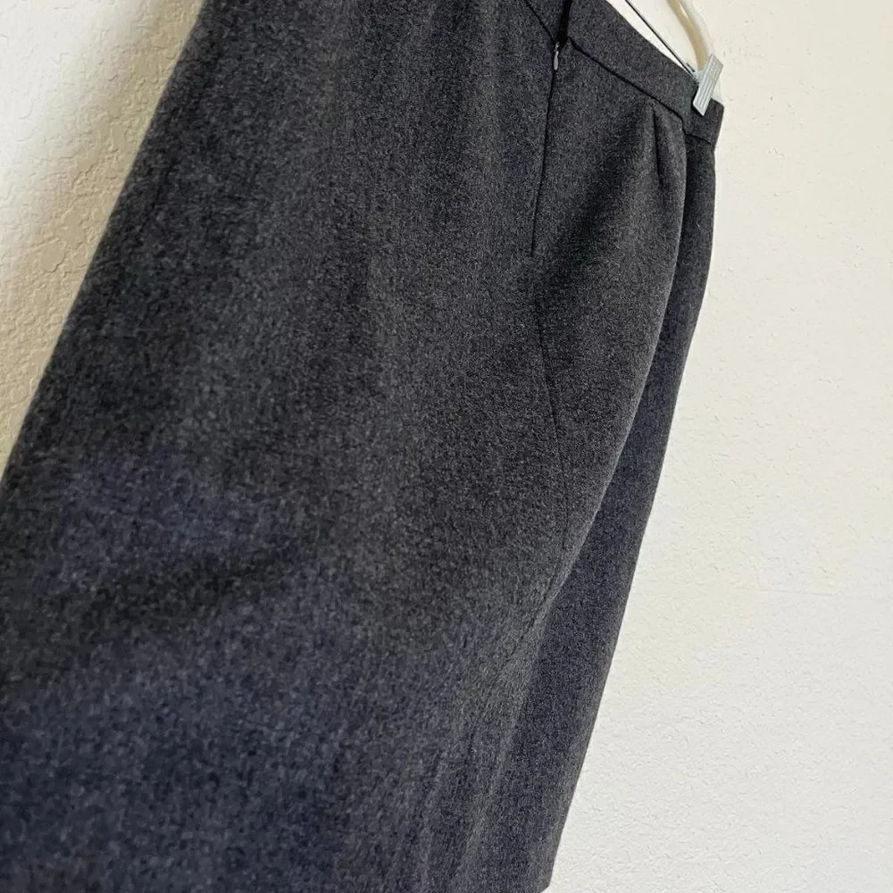 Dark grey classic pencil skirt made of fine wool ,made in Italy size 10